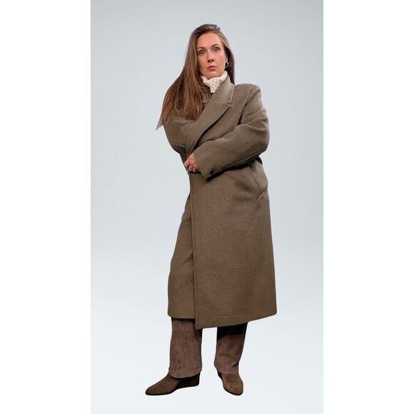 Mango Olive Green Wool Blend Double-Breasted Coat - 2XL - Picture 5 of 5